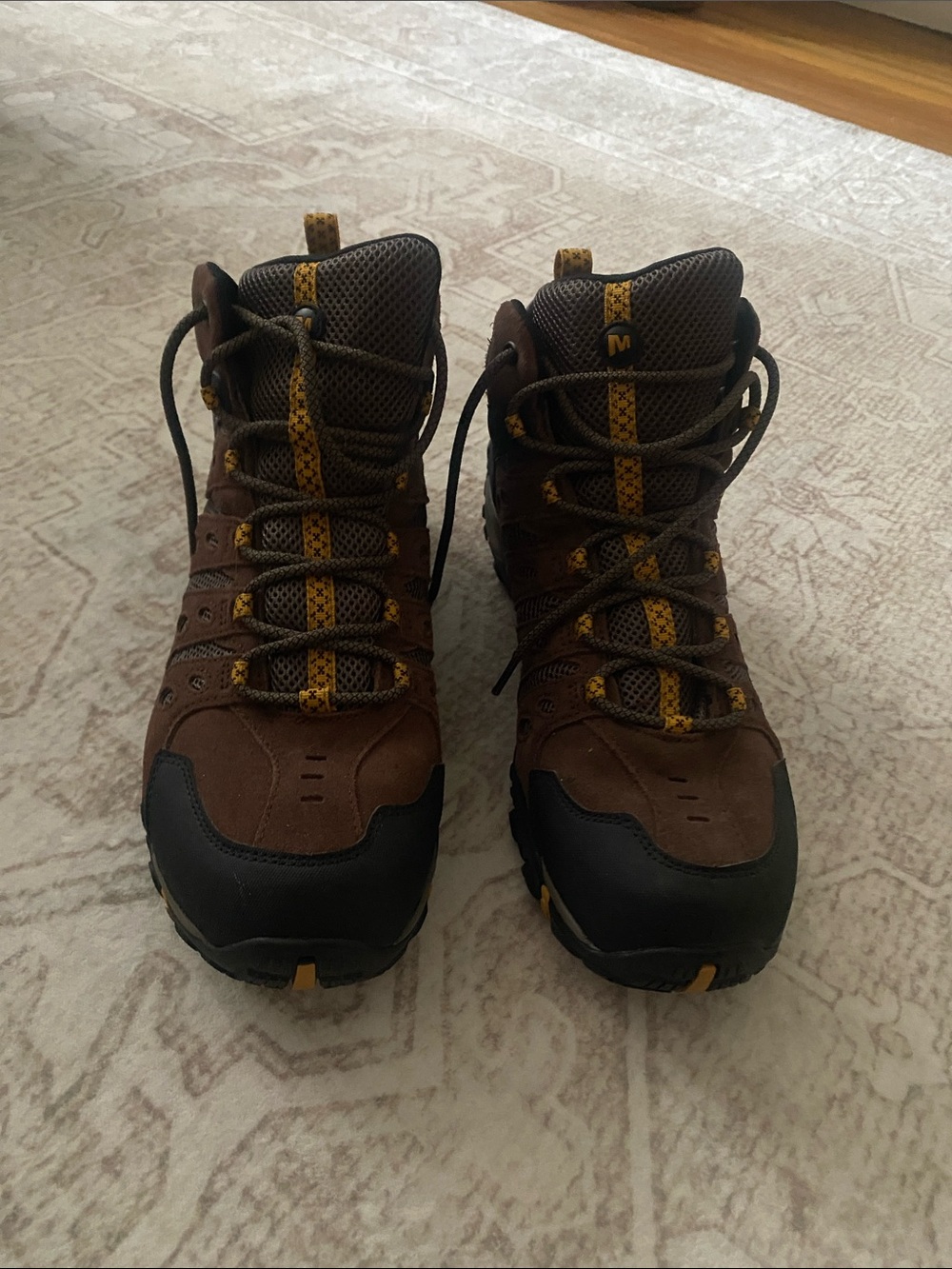 Merrell Brown Hiking Boots with Yellow Trim